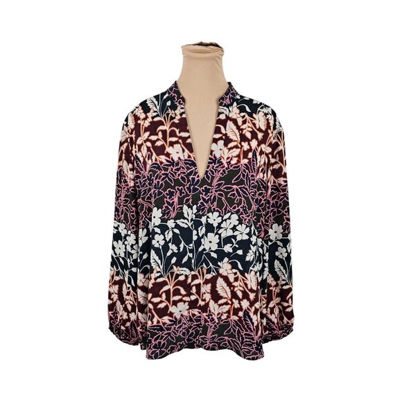 RACHEL Rachel Roy Floral Red Green Flowy Lightweight Blouse Sz XL - Picture 1 of 10